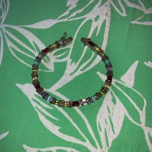 Sterling Silver Gemstone Bracelet Ruby Peridot